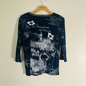 Pennsylvania state university top blue 3/4 sleeve